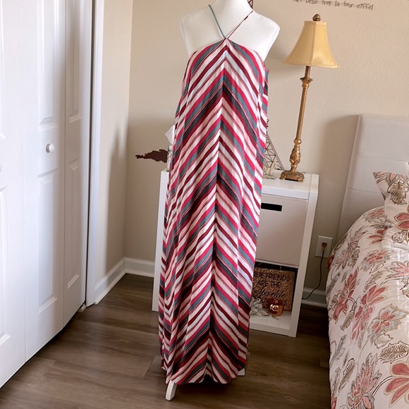 LOFT Dresses & Skirts - 🔥SALE🔥 Loft Ann Taylor striped spaghetti straps lined maxi dress size M